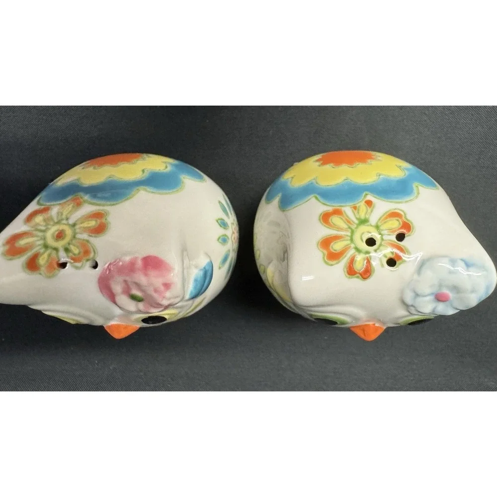 Pier 1 Set Of 2 Ceramic Colorful Owl Salt & Pepper Shakers